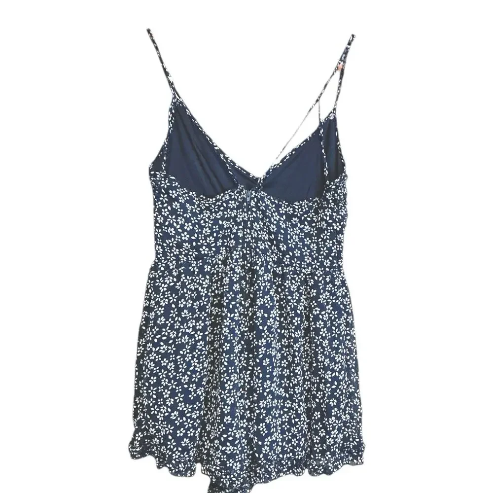 Trixxi Women's Shorts Romper Dark Navy Blue White‎ Ditsy Floral Print Size S